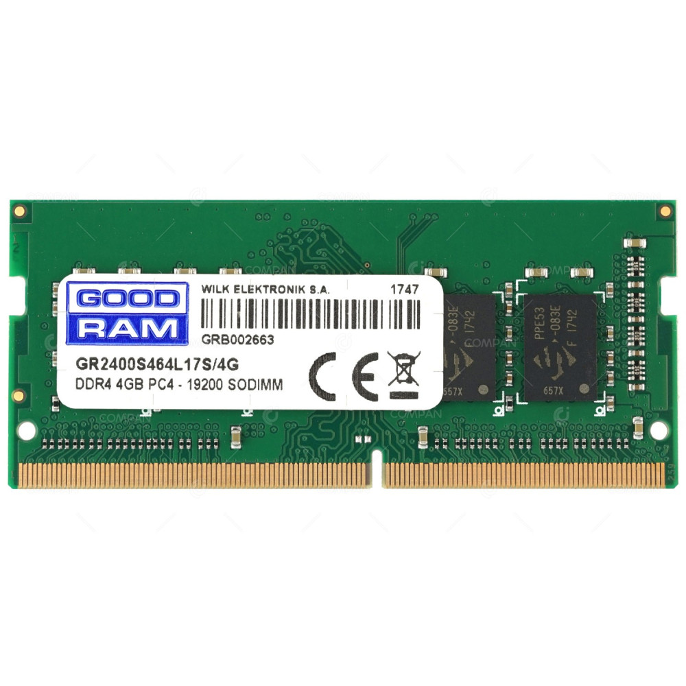 GR2400S464L17S-4G GOODRAM MEMORY 4GB 1RX8 PC4 2400 DDR4 19200 260 PIN CL17 NON ECC SO-DIMM GR2400S464L17S/4G